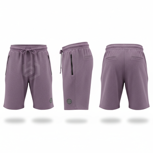 Men's Mid Waist Drawstring Bermuda <b>Shorts</b> Solid Color Casual Wear with <b>Zipper</b> Pockets Quick Dry Knitted Fabric - Product Image 6