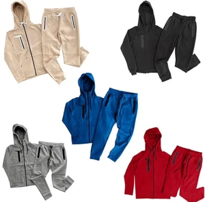 Conjunto Deportivo Personalizado para Hombre con Logotipo, Sudadera con Capucha y Cremallera Completa y Pantalones Deportivos con Bolsillos con Cremallera, Ropa Deportiva Informal OEM - Product Image 5