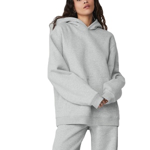 Conjunto Deportivo de Felpa Gris para Mujer, Sudadera con Capucha, Pantalones Deportivos, Atuendo Informal de Invierno, Manga Larga, Corte Holgado, Color Sólido, Transpirable - Product Image 4