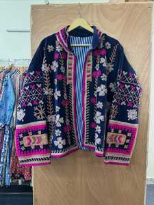 เสื้อแจ็คเก็ตกำมะหยี่ปักลาย คอจีน แบบสองด้าน ลายดอกไม้ สำหรับฤดูใบไม้ร่วงและฤดูหนาวสำหรับผู้หญิง - Product Image 6