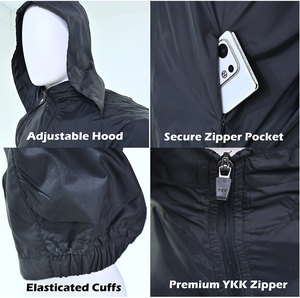 Chaqueta Cortavientos Personalizada para Hombre con Capucha y Cremallera Completa, de Lona, con Diseño de Dibujos Animados, Sólida, Impermeable, Transpirable, para Correr y Deportes - Product Image 6