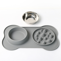 Tapis surélevé pour gamelle de chien, alimentation lente, imperméable, motif uni, base antidérapante, silicone, acier inoxydable, taille standard, bol d'eau