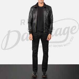 Blouson Bomber Urbain pour Homme en Cuir Nappa Noir avec Capuche Intégrée en Jersey, Veste d'extérieur Zippée en Véritable Peau de Mouton – Vente en Gros - Product Image 6