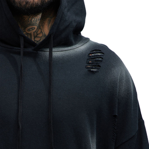 Sudadera con capucha extragrande personalizada, desgastada y con efecto pulverizado, de felpa gruesa de 400 GSM, 100% algodón, con bolsillo canguro, para ropa urbana. - Product Image 6