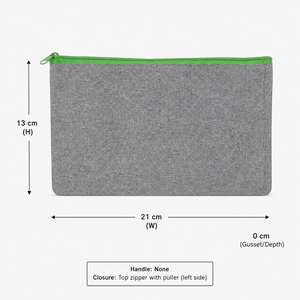 กระเป๋าเครื่องสำอางผ้าแคนวาสฝ้ายรีไซเคิล 225 GSM พร้อมซิป ขนาด 21x13 ซม. รับทำโลโก้ตามสั่ง ขายส่ง OEM ODM แบรนด์ส่วนตัว B2B - Product Image 3