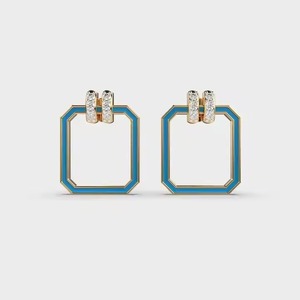 Women's <b>Hoop</b> Earrings in 10k Yellow And <b>Silver</b> Gold with Moissanite Round Cut Diamond Trendy Jewelry IGI Certified <b>Silver</b> Plated - Product Image 3