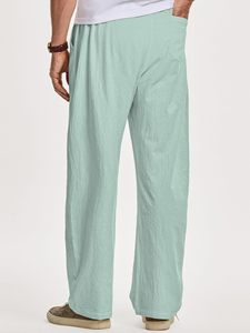 Cotton Jersey Trousers For <b>Men</b> Straight Mid Solid Joggers <b>Pants</b> Soft <b>Yoga</b> Lightweight Baggy Streetwear Lounge Casual Pockets - Product Image 4