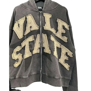 Sudadera con Capucha de Alta Calidad con Bordado Desgastado, Diseño Personalizado, Algodón, Corte Cuadrado, Estilo Vintage, Lavado Ácido para Hombre - Product Image 2