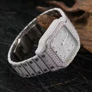 Montre en quartz sertie de diamants Moissanite Platinum Frost Pulse pour homme, montre de luxe sertie de diamants, brillance supérieure et style audacieux - Product Image 6