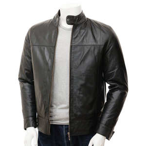 Blouson en cuir pour homme style motard, design tendance, prix abordable, idéal pour l'hiver - Product Image 1