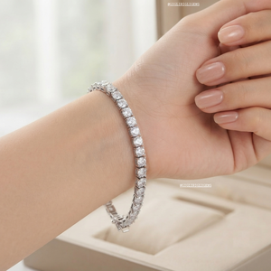 Pulsera de tenis Gigli Rigli Gems de plata de ley 925 con topacio blanco de 3.0 mm, chapada en rodio, joyería diaria de lujo para mujer, regalo - Product Image 2
