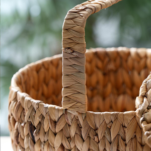 Wholesale Cheap Price <b>Water</b> <b>Hyacinth</b> Round Picnic <b>Basket</b> <b>Baskets</b> for Storage with Handle from Vietnam - Product Image 3