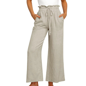 Pantalones de lona para mujer, corte regular, cintura elástica, tiro medio, secado rápido, transpirables, diseño moderno, precio económico. - Product Image 4