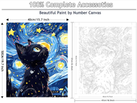 Kit de peinture par numéros Chat Noir, peintures acryliques, toile numérotée 40x50cm, art mural DIY pour adultes débutants
