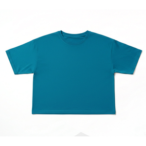 Women <b>Crop</b> <b>Top</b> T-Shirt Short Sleeve Boxy Jersey Embroidered Oversized Streetwear Casual Summer OEM Custom - Product Image 4