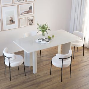 Set di 2 Sedie da Pranzo Moderne Stile Mid-Century, Sedie Bianche per Cucina e Sala da Pranzo con Schienale Curvo Imbottito - Product Image 4