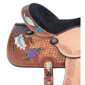 Sillín de caballo occidental profesional | Cuero de alta calidad, ajuste seguro, comodidad durante todo el día, ideal para ranchos, rodeo y senderos - Product Image 3