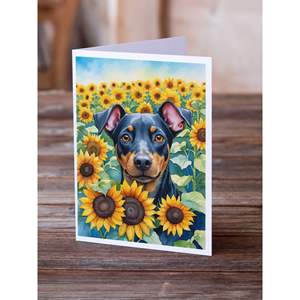 Whimsical Manchester Terrier in Sunflowers A7 Size <b>5x7</b> Blank Note Cards Pack of 8 with <b>Envelopes</b> for Greetings - Product Image 2