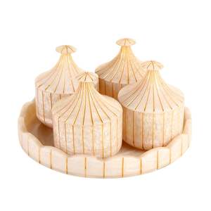 Pot décoratif en résine noir et blanc fait à la main pour le rangement des collations avec couvercle - Product Image 2