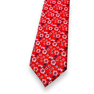 Corbata de Seda 100% con Estampado Floral Rojo, de Diseño de Lujo, para Hombre, Ecológica, Ideal para Bodas, Fiestas, Negocios, Regalo Formal - Product Image 3