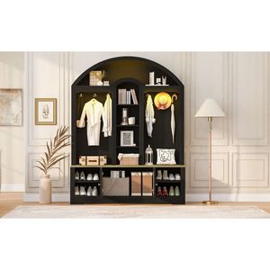 Armadi Multifunzionali per Soggiorno e Ingresso con Scarpiera Integrata, Appendiabiti e Ganci in Materiale Resistente - Product Image 2