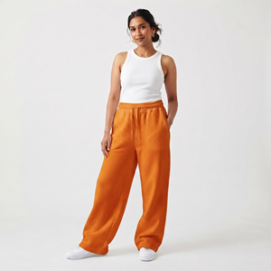 Pantalones de chándal de cintura alta para mujer, de pierna ancha, de forro polar, ajuste holgado informal, con cordón, de longitud completa, para invierno, 100% poliéster - Product Image 6