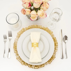 Assiette de présentation blanche de luxe avec bordure artistique dorée, idéale pour table à manger et base décorative de service, provenant d'Inde - Product Image 5