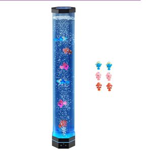 Tubo Sensoriale a Bolle da 80 cm con 6 Pesci Galleggianti, 16 Effetti di Colore, Telecomando, Lampada da Terra Acquario, Tubo a Bolle, Lampada Sensoriale - Product Image 1