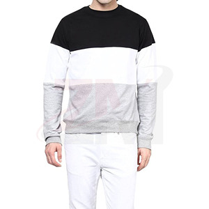 Sudadera de Cuello Redondo para Hombre, Estilo Color Block, Corte Regular, Tejido Casual, 100% Algodón, Ropa de Otoño, en Oferta - Product Image 1