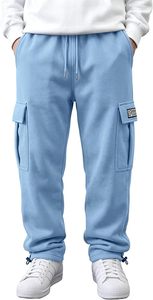 Men's Cargo Sweatpants Drawstring Casual Hiking Pants Joggers Athletic Trousers Cotton Loose Straight Pants for Men - Product Image 2