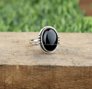 Wholesale 925 Sterling Silver Classic Style <b>Statement</b> <b>Ring</b> Handmade Natural Black Onyx Oval Cut Bezel Set Women's Fine <b>Ring</b> - Product Image 3