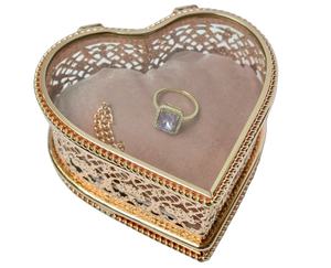 Premium <b>Heart</b> <b>Shape</b> Brass Glass Storage <b>Box</b> Elegant Jewelry Organizer Decorative Display Case for Luxury Home Decor - Product Image 4