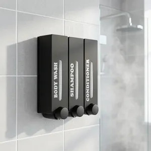 Three in one Liquid Soap <b>Dispenser</b> Wall Mounted ABS <b>Shampoo</b> <b>Conditioner</b> <b>Dispenser</b> 350 mL Manual - Product Image 1