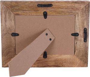 Cadre photo en bois de manguier avec verre véritable, motif strié brun, cadre en bois vintage pour table ou mur - Product Image 3