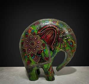 Handmade Wooden <b>Elephant</b> Figurine Decorative Bohemian Art Piece Indoor Tabletop Home <b>Decor</b> Living Room Showpiece - Product Image 4