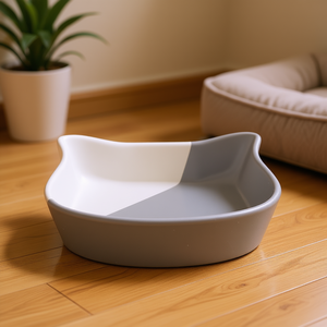 Comedero y Bebedero de Cerámica para Mascotas 0.2 L/ 13 cm Gris/Blanco - Product Image 3