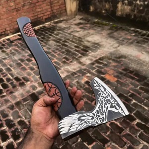 Tête de hache Tomahawk artisanale sur mesure en acier à haute teneur en carbone avec manche en bois de frêne, outil de survie industriel OEM DIY, cadeau pour les pères et les garçons d'honneur - Product Image 4