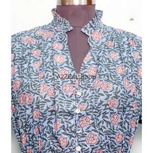 Nuevo Vestido Mini de Fiesta para Mujer, Estilo Boho Indio Moderno, Estampado Floral, Tejido de Algodón, Cuello en V, Manga Corta, con Botones, para Verano y Playa - Product Image 3