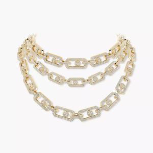 Collier ras du cou de luxe plaqué or 18 carats avec diamants, chaîne à maillons géométriques, coupe brillante ronde, unisexe, pour usage quotidien - Product Image 1