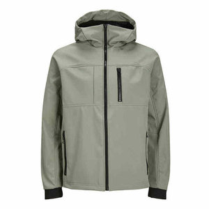 Men's Hooded <b>Fleece</b> Jacket Windproof Polyester <b>Zipper</b> Closure Solid Color Casual Autumn Outdoor Windbreaker Softshell Jackets - Product Image 4