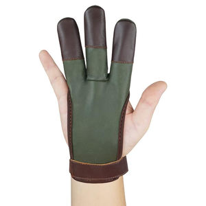 Custom Breathable Leather Fingerless Gloves Green With Brown Accents Adjustable Wrist Strap Outdoor Use Unisex All Seasons 2026 - Product Image 2