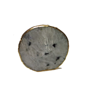 Hot <b>Sale</b> High quality Rainbow moonstone coaster crystal stone round gemstone coaster <b>for</b> Table Drink with Coffee Stand <b>home</b> - Product Image 5
