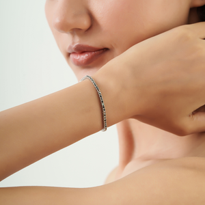 Bracelet tennis minimaliste en argent sterling 925 avec diamant noir naturel rond de 2,87 carats, bijoux fins pour femmes - Product Image 4