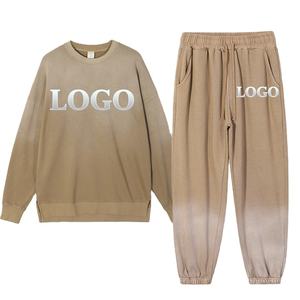 Ensemble de sweat à capuche et pantalon de survêtement pull-over surdimensionné 100% coton pour hommes sweatshirts de survêtement à col à capuche à motif solide - Product Image 1