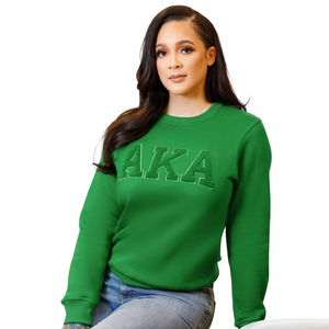 เสื้อสเวตเชิ้ตผ้าเชนิลสีเขียวเข้มสำหรับผู้หญิง ปักลายตัวอักษรกรีก คุณภาพพรีเมียม คอกลม - Product Image 2