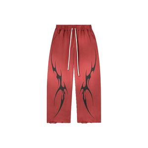 Conjunto de Suéter Rojo Tejido para Hombre de Marca de Moda, Cuello Redondo, Manga Larga y Pantalones con Cintura Elástica, Diseño Estampado Otoñal - Product Image 6