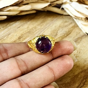 Latest Design Amethyst <b>Ring</b> Boho Brass <b>Rings</b> Women 18k <b>Gold</b> Plated Floral Statement Band Ethnic <b>Cocktail</b> <b>Ring</b> Wholesale/OEM/ODM - Product Image 4