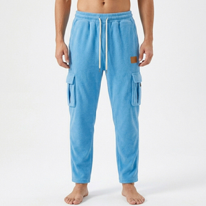 Heavyweight Cotton Fleece Men Cargo Sweatpants Relaxed Fit <b>Drawstring</b> Joggers Casual Outdoor Utility Pocket Track Pants - Product Image 5