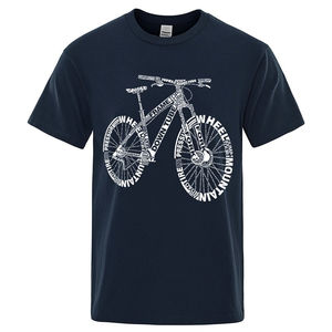 T-shirts graphiques VTT Fashion Letters pour hommes, col rond, 100 % coton, imprimé numérique, tricoté, séchage rapide, coupe ample, collection automne - Product Image 4