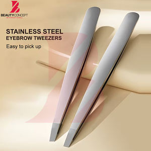 Pinzas para Cejas de Acero Inoxidable con Logotipo Personalizado OEM ODM 2026, de Alta Calidad, Punta Inclinada de Precisión, Herramienta de Belleza para Depilación Facial - Product Image 3